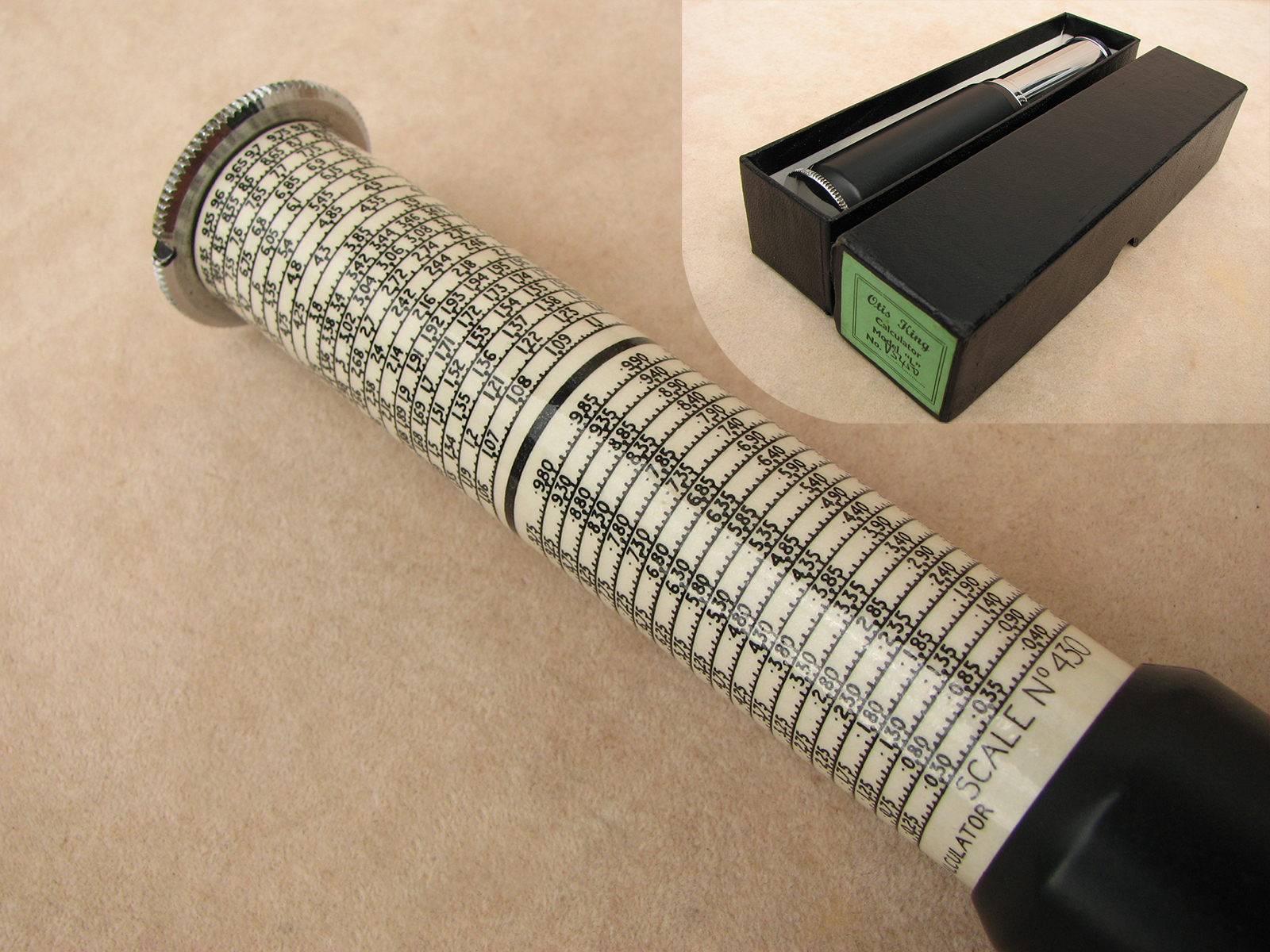 Fowler's Jubilee Magnum Extra Long Scale calculator in presentation case